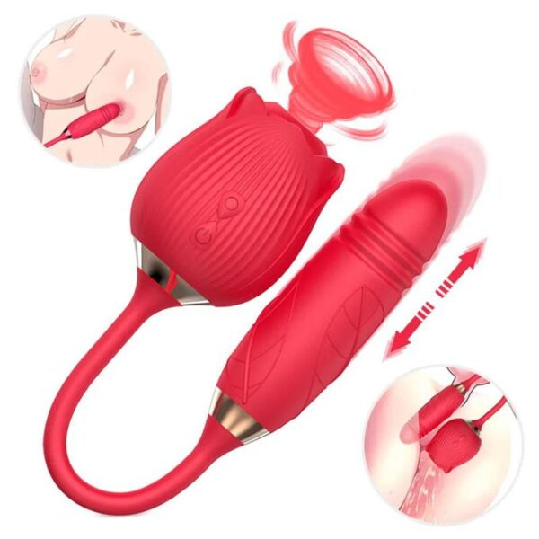 2in1 Rose Sucker and Thruster Vibrator