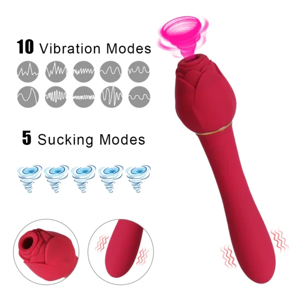 Rose Wand Massager with Clit Sucker