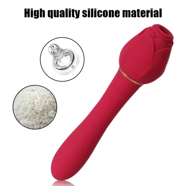 Rose Wand Massager with Clit Sucker