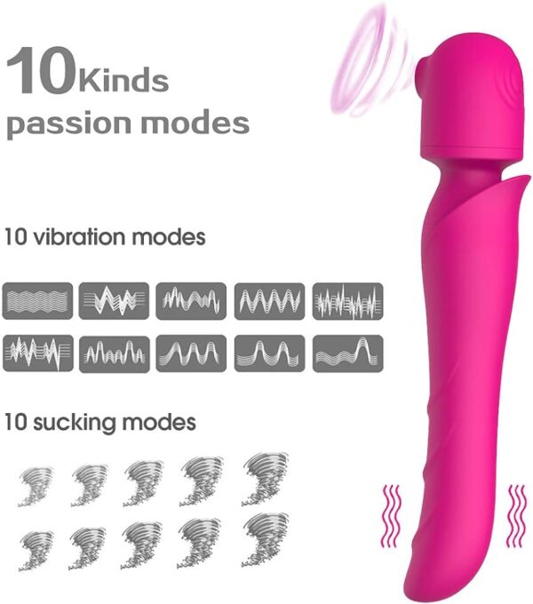 Wand Massager with a G Spot Vibrator & a clit Stimulatior Sucker