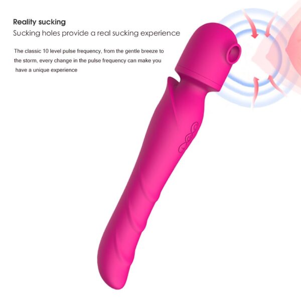 Wand Massager with a G Spot Vibrator & a clit Stimulatior Sucker