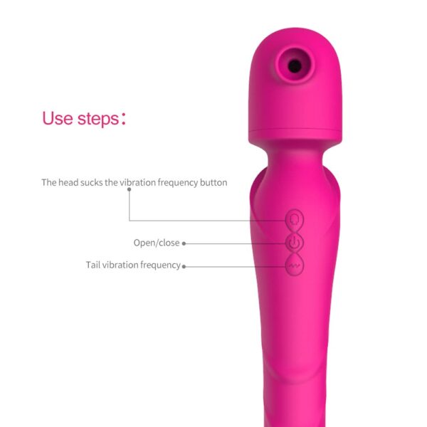 Wand Massager with a G Spot Vibrator & a clit Stimulatior Sucker