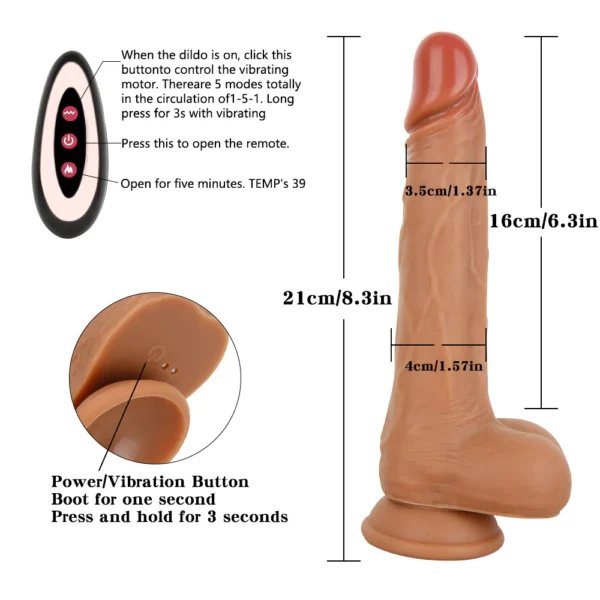 Realistic dildo With Remote Control & Thrusting Vibrator